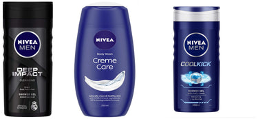 NIVEA Shower Gel, Crème Care Body Wash, Women, 250ml&NIVEA Men Body Wash250 ml&NIVEA Men Body Washml250 ml